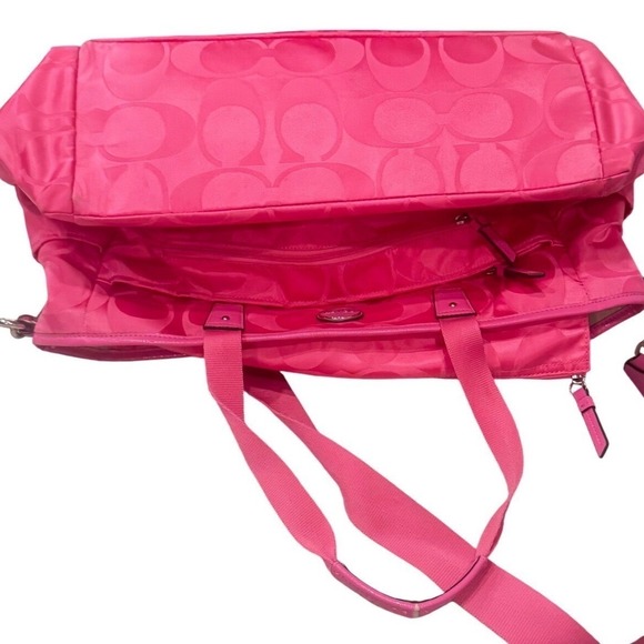 Coach Signature C Pink Nylon Shoulder Bag Convertible Strap12x16x6 preloved - Picture 7 of 13